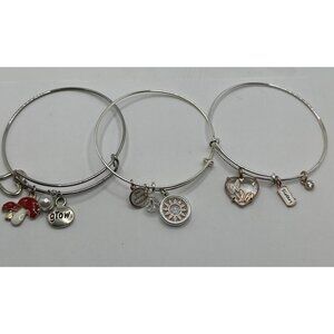 lot of 3 Expandable silver tone bracelets  Silver & rose gold tone charms Gifts